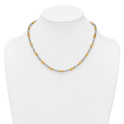 14k Two Tone Polished 5.25mm Round Fancy Link 18 inch Necklace