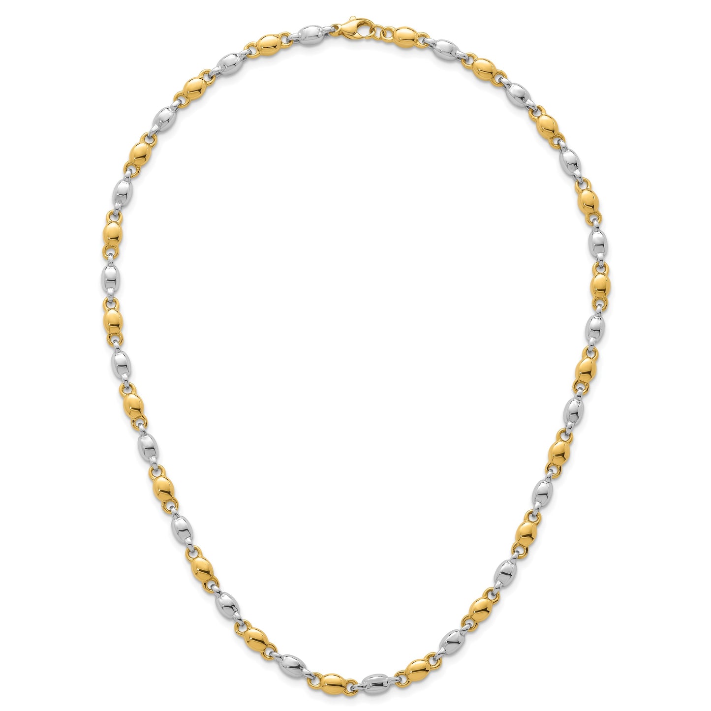 14k Two Tone Polished 5.25mm Round Fancy Link 18 inch Necklace
