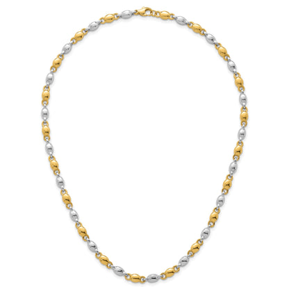 14k Two Tone Polished 5.25mm Round Fancy Link 18 inch Necklace
