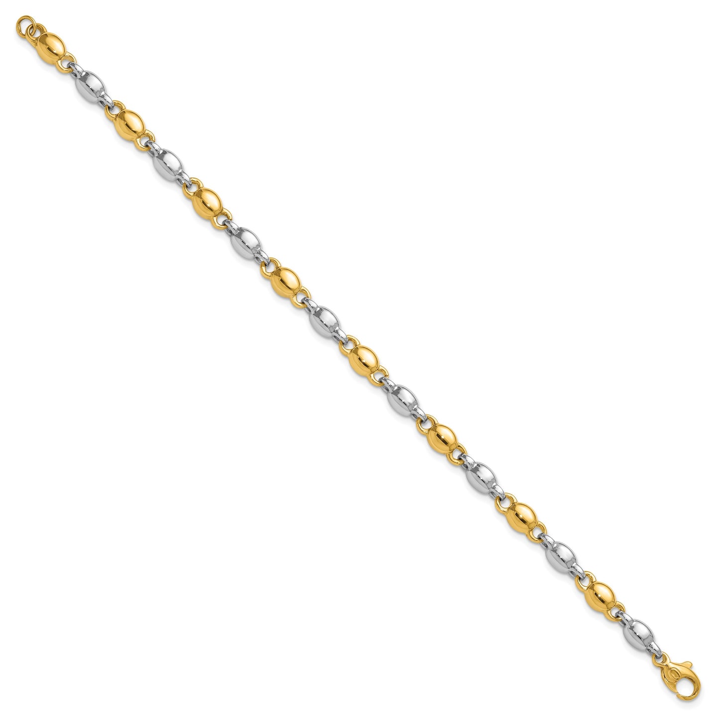 14k Two Tone Polished 5.25mm Round Fancy Link 7.25 inch Bracelet