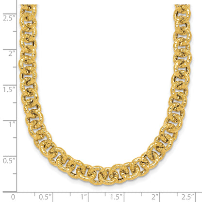 14k Polished and Textured 7.3mm Cable Chain 18 inch Necklace