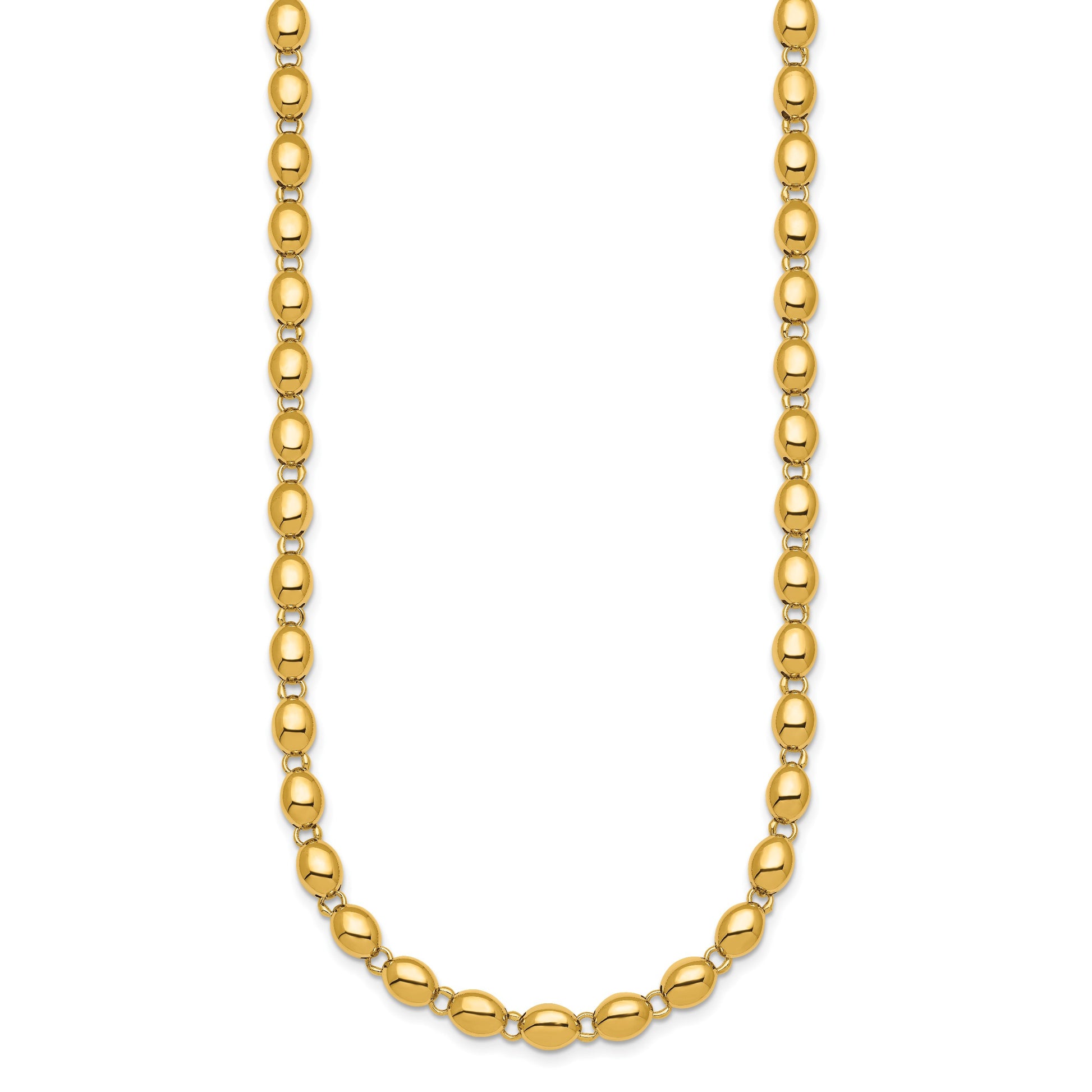 14k Polished 5.25mm Round Fancy Beaded 18 inch Necklace