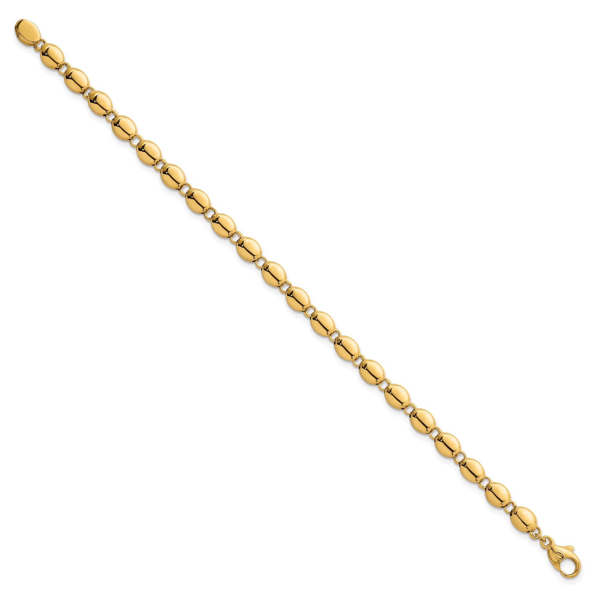14k Polished 5.25mm Round Fancy Beaded 7.25 inch Bracelet