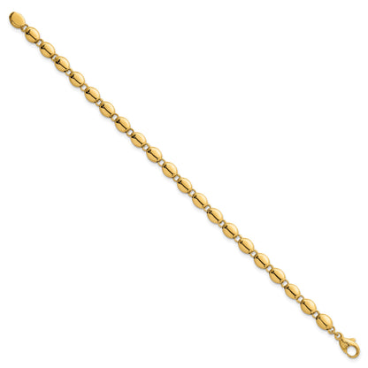 14k Polished 5.25mm Round Fancy Beaded 7.25 inch Bracelet