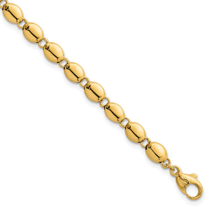 14k Polished 5.25mm Round Fancy Beaded 7.25 inch Bracelet