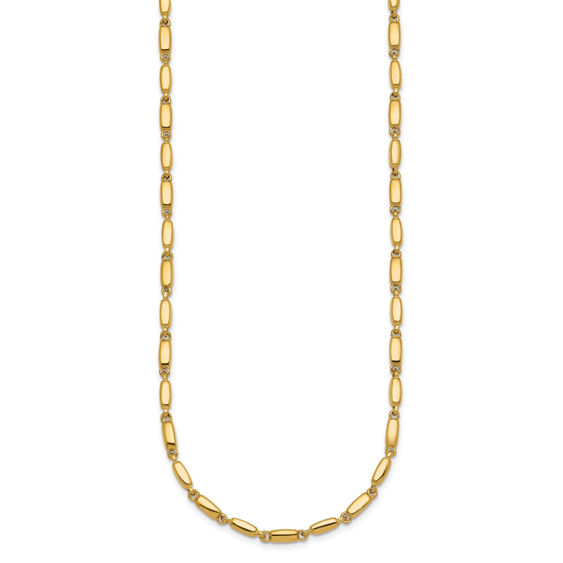 14k Polished 3mm Fancy Bar Link 18 inch Necklace