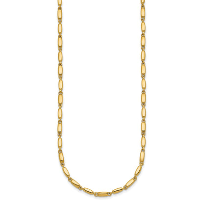 14k Polished 3mm Fancy Bar Link 18 inch Necklace