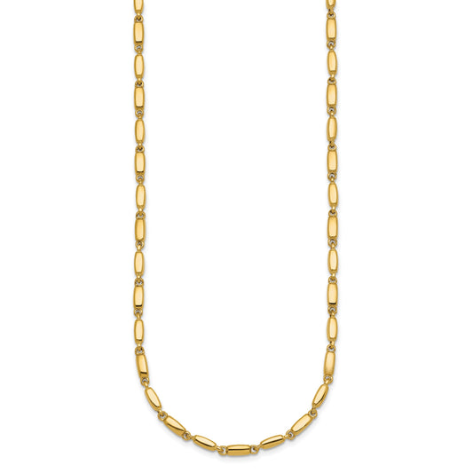 14k Polished 3mm Fancy Bar Link 18 inch Necklace