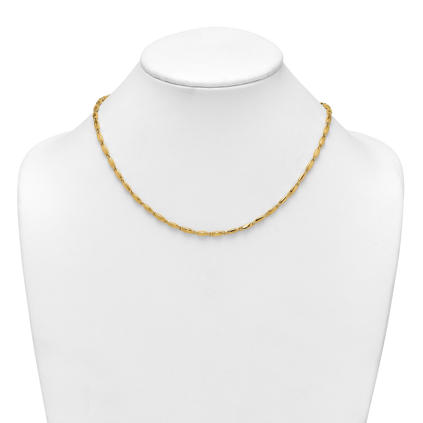 14k Polished 3mm Fancy Bar Link 18 inch Necklace