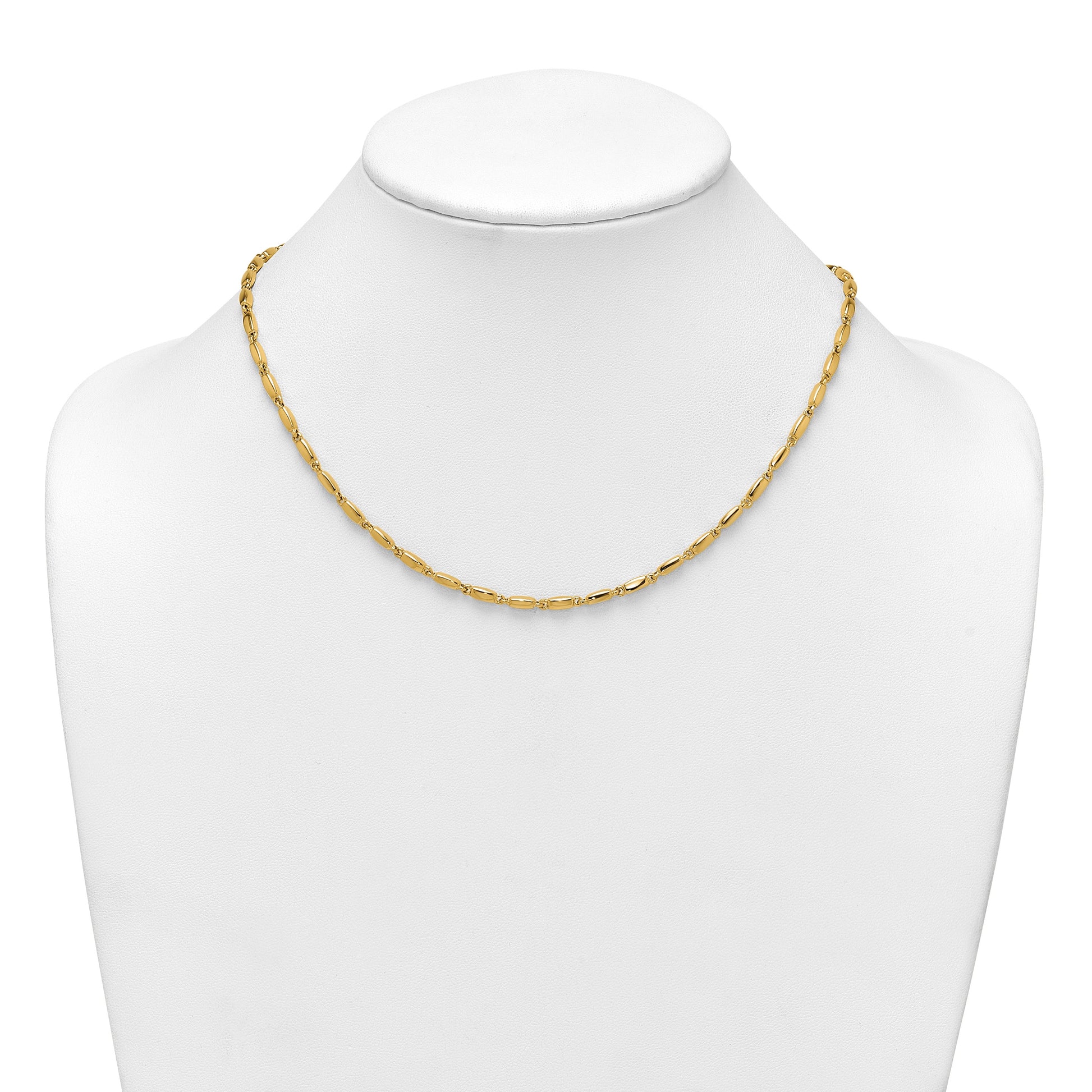 14k Polished 3mm Fancy Bar Link 18 inch Necklace