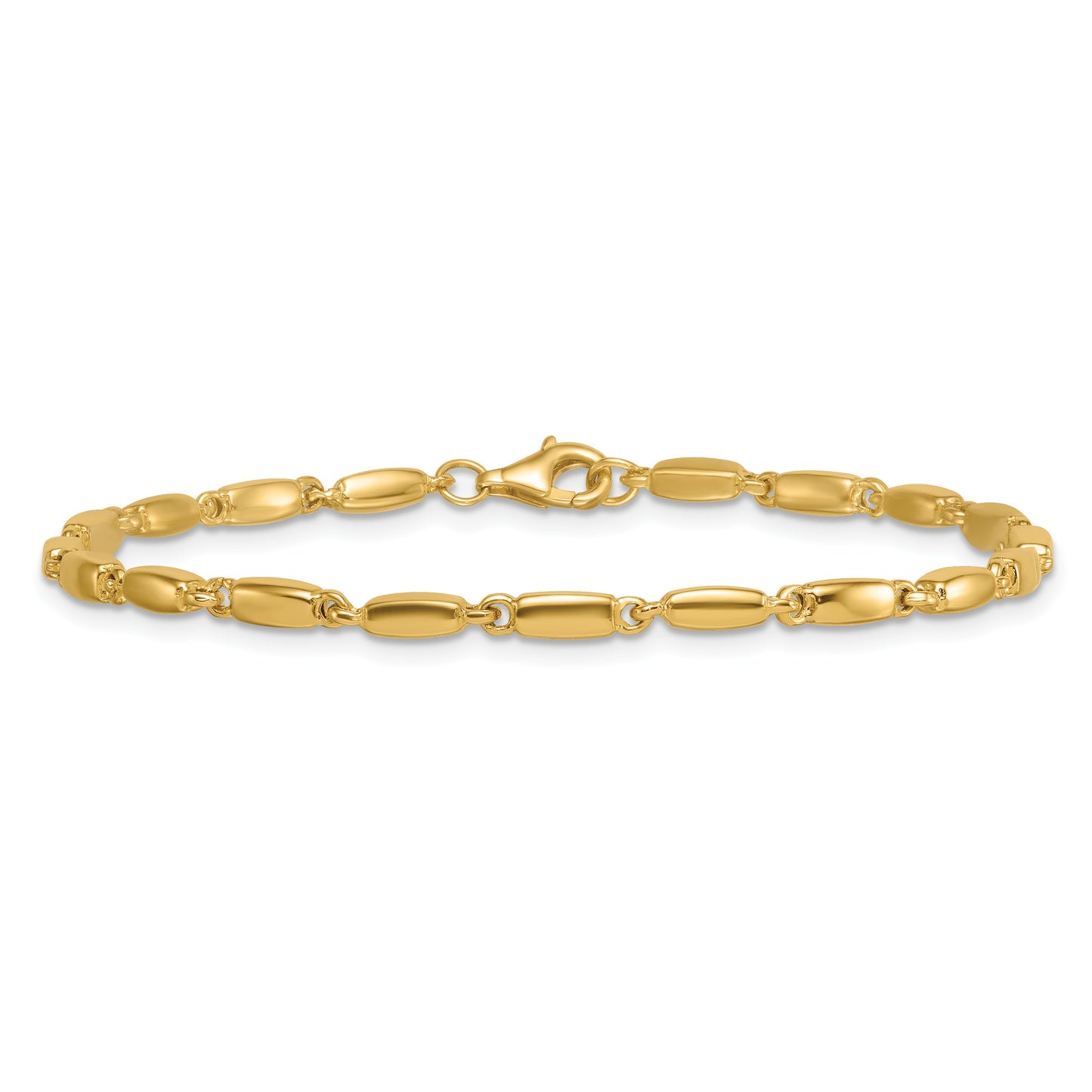 14k Polished 3mm Fancy Bar Link 7.5 inch Bracelet