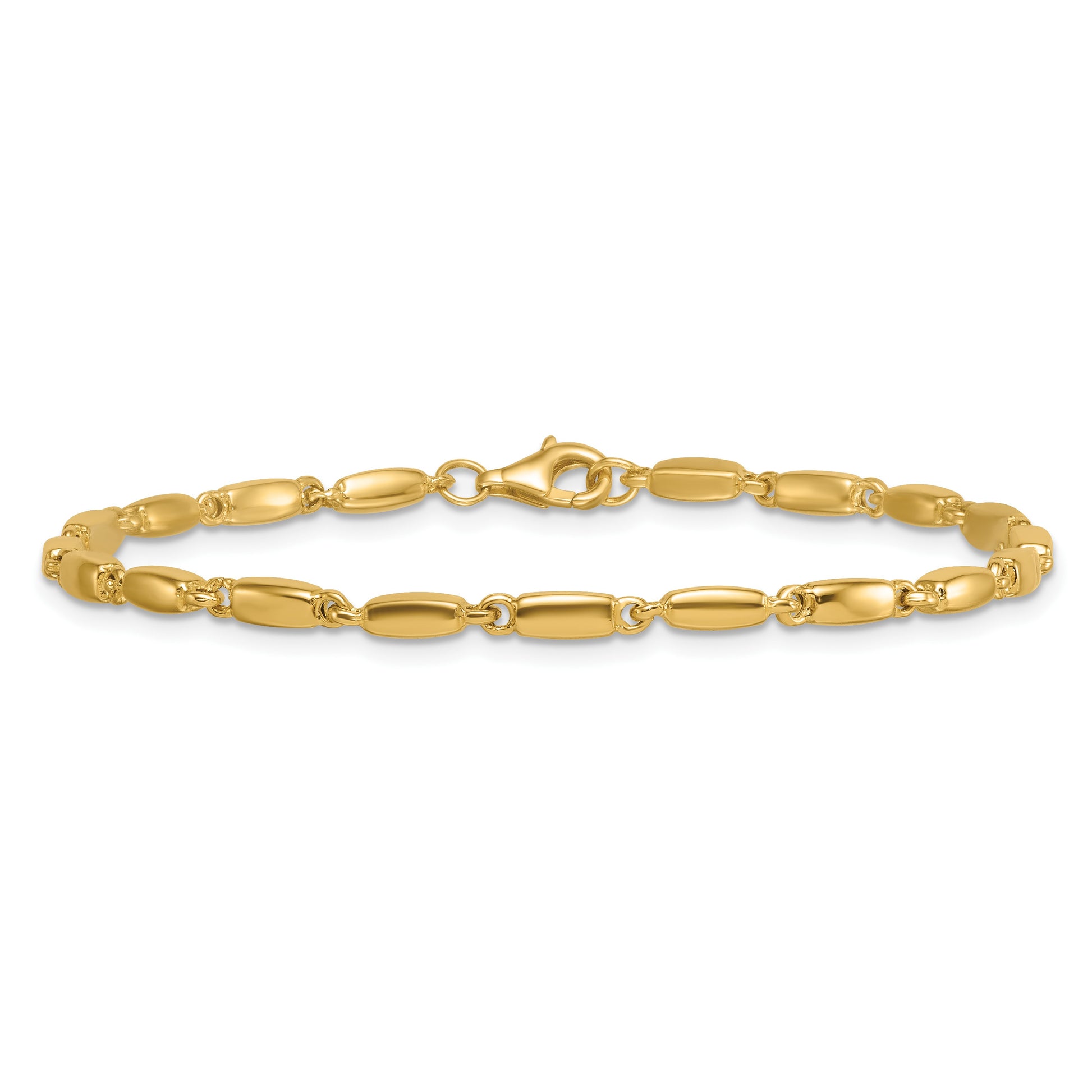 14k Polished 3mm Fancy Bar Link 7.5 inch Bracelet