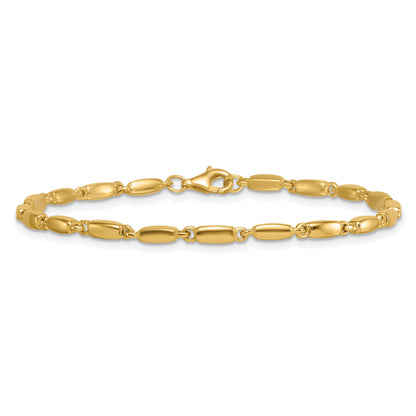 14k Polished 3mm Fancy Bar Link 7.5 inch Bracelet