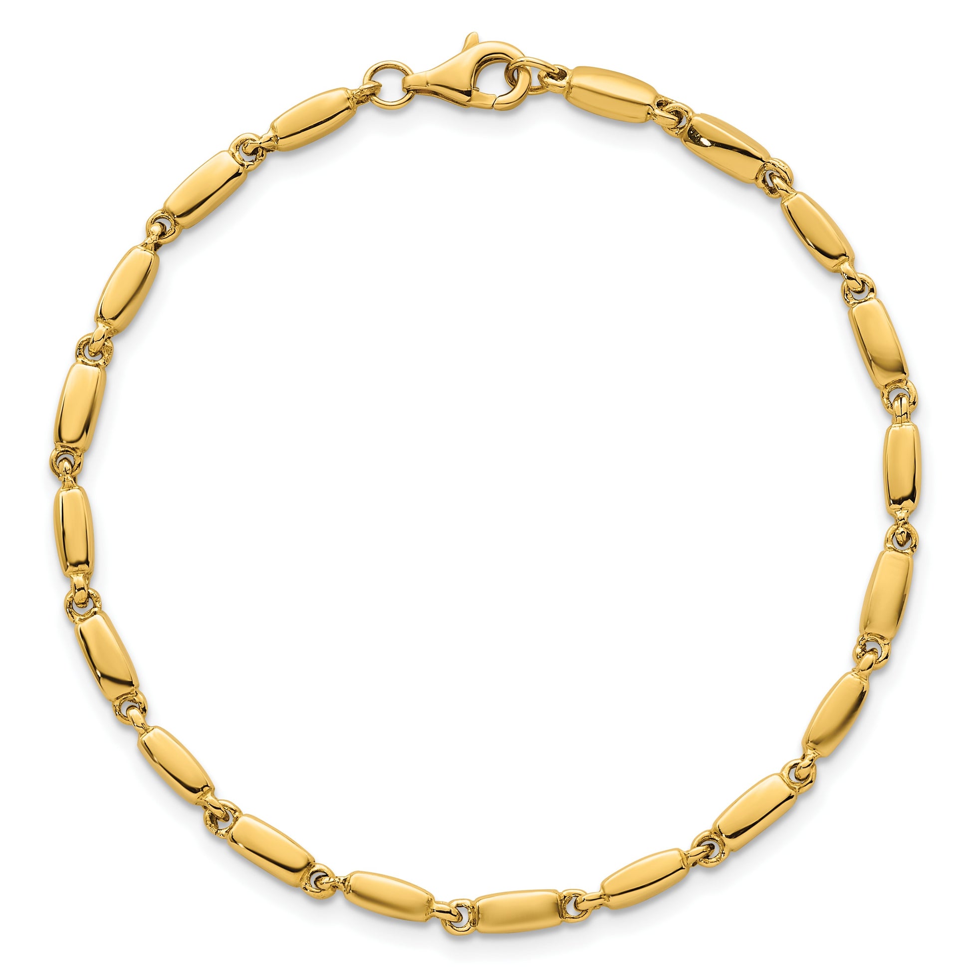 14k Polished 3mm Fancy Bar Link 7.5 inch Bracelet