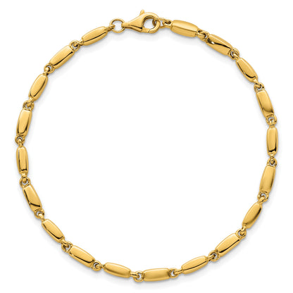14k Polished 3mm Fancy Bar Link 7.5 inch Bracelet