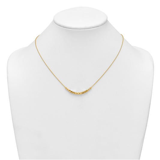 14K Polished Diamond-cut and Square Beaded 16 Inch Necklace Plus 2 Inch Extender