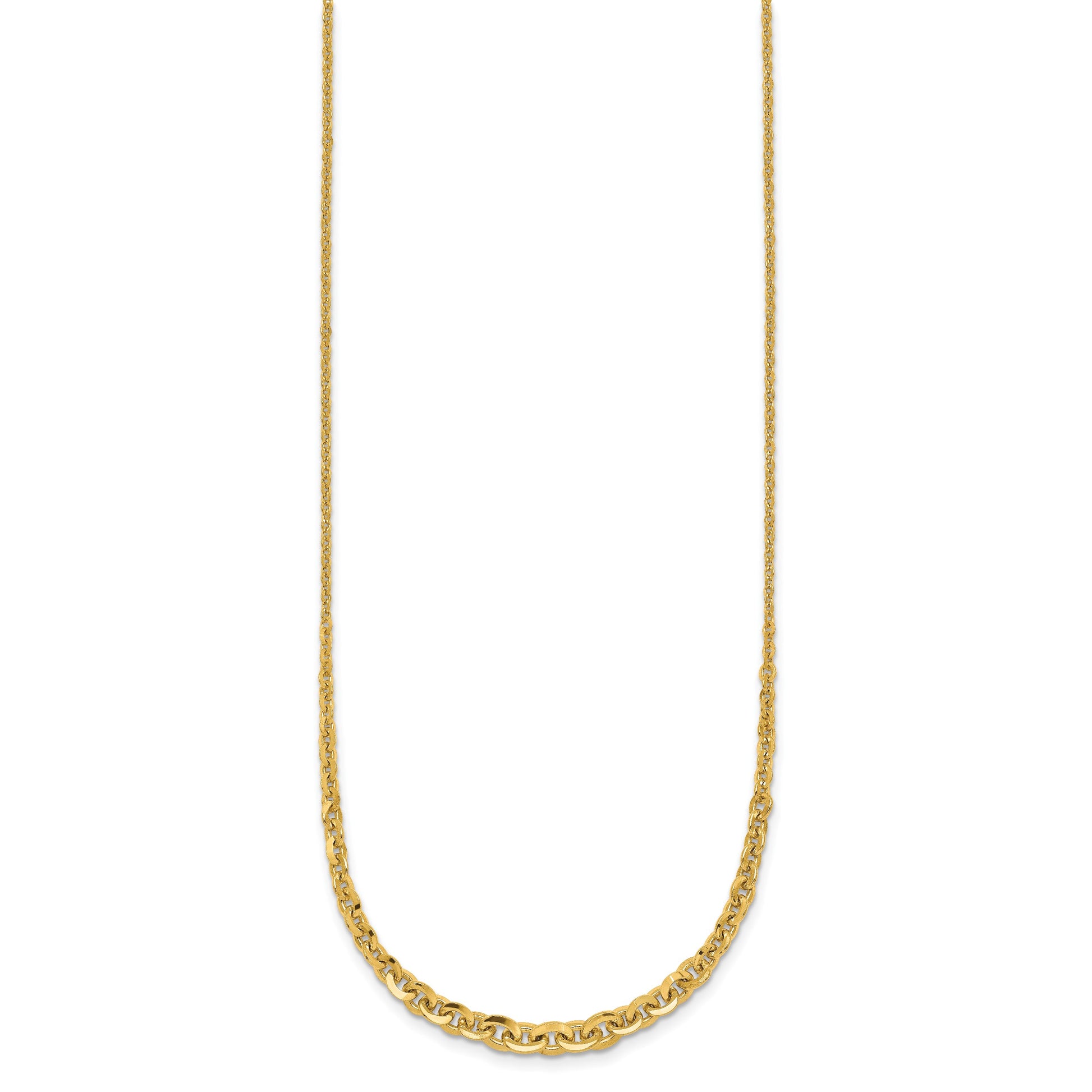 14k Polished Fancy Graduated Cable Link 18 inch Necklace