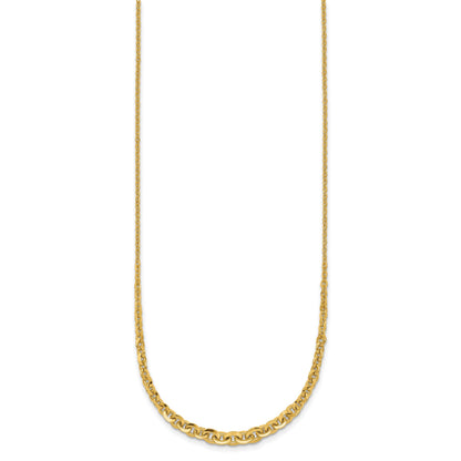 14k Polished Fancy Graduated Cable Link 18 inch Necklace