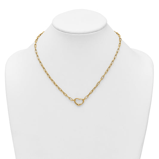 14k Polished Oval Link with Heart Clasp 18 inch Necklace able to Convert to Bracelet