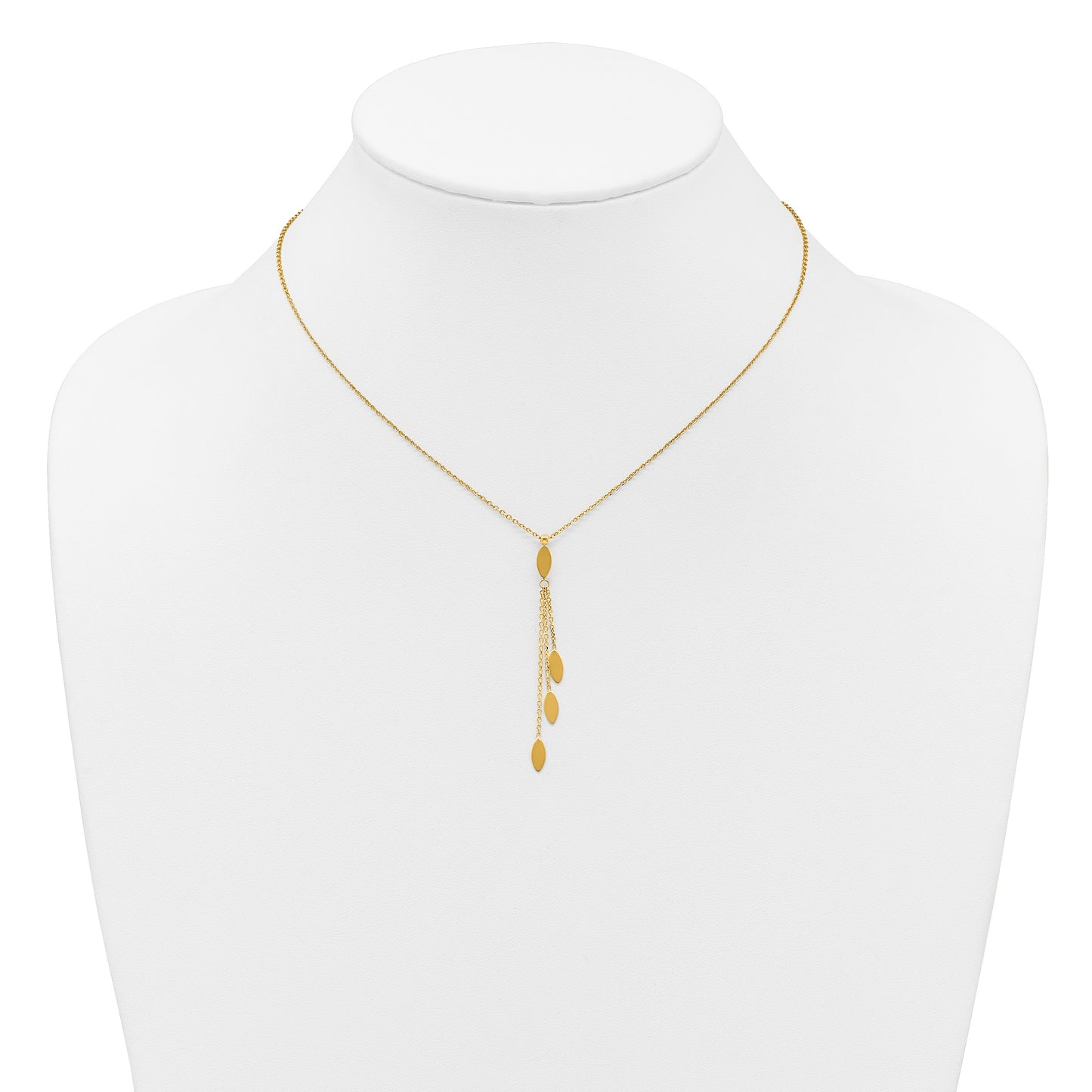 14k Polished Oval 3-Dangles 16 inch Necklace Plus 2 inch Extender