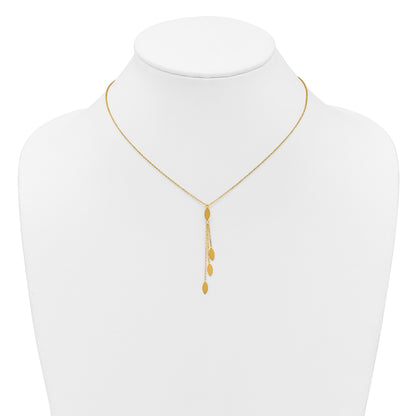 14k Polished Oval 3-Dangles 16 inch Necklace Plus 2 inch Extender