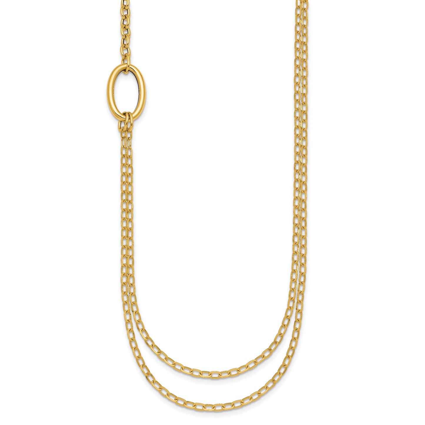 14k Polished Oval Double Strand Cable Chain 18 inch Necklace