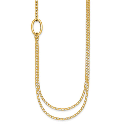 14k Polished Oval Double Strand Cable Chain 18 inch Necklace