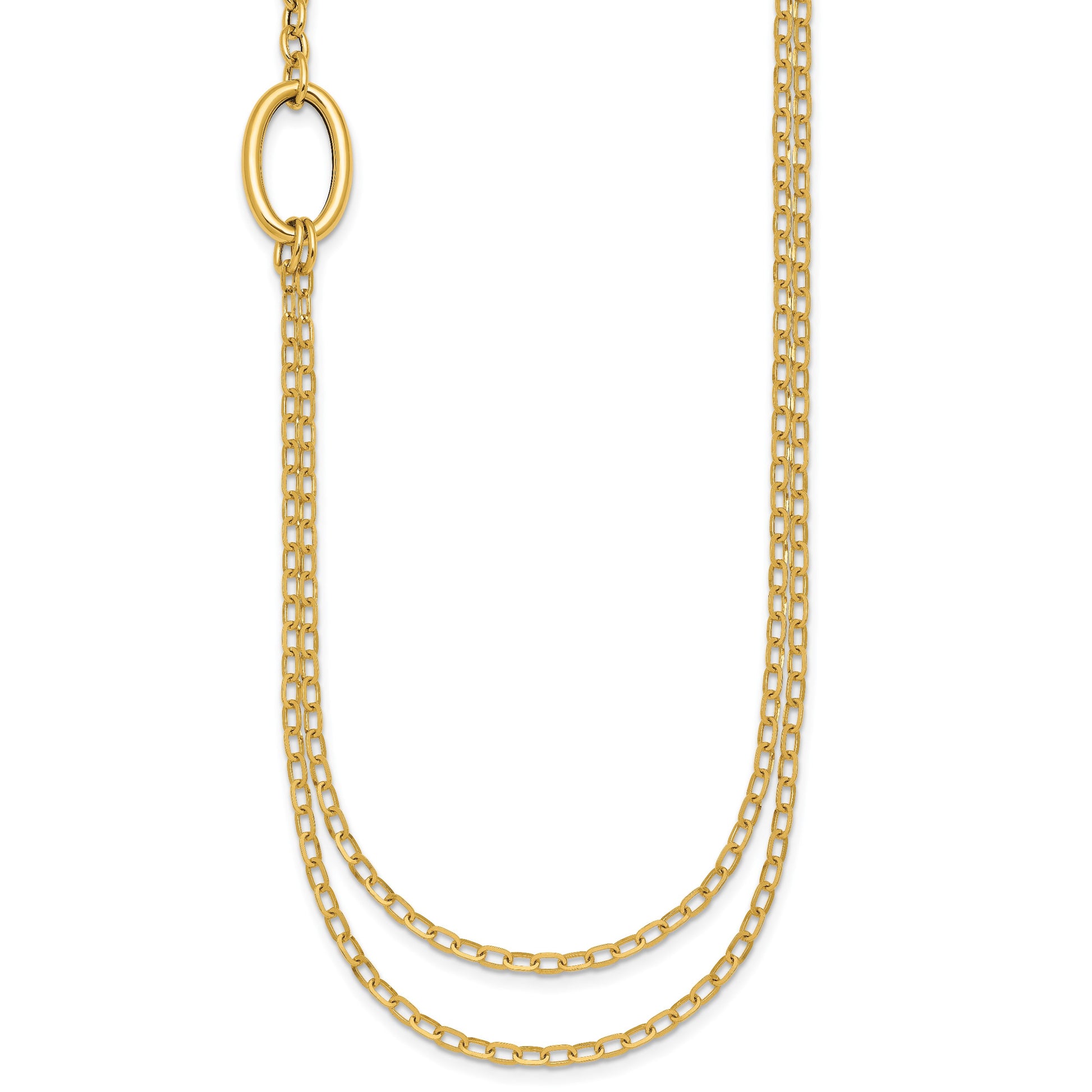 14k Polished Oval Double Strand Cable Chain 18 inch Necklace