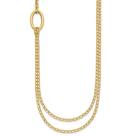 14k Polished Oval Double Strand Cable Chain 18 inch Necklace