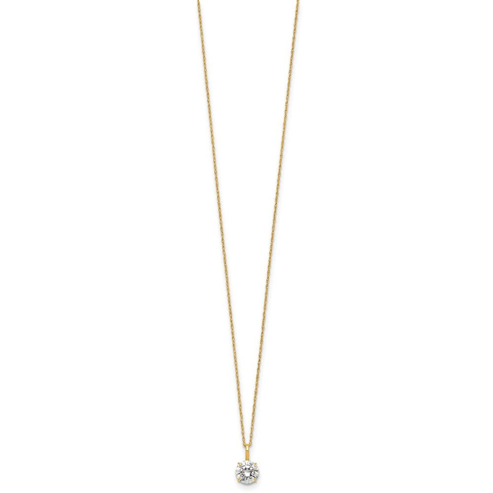 14k Polished 6mm CZ Stud 18in Necklace