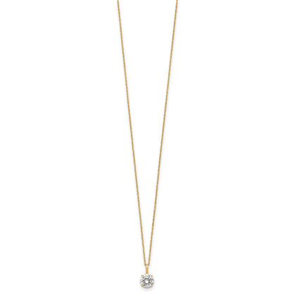 14k Polished 6mm CZ Stud 18in Necklace