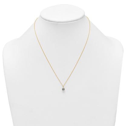 14k Polished 6mm CZ Stud 18in Necklace