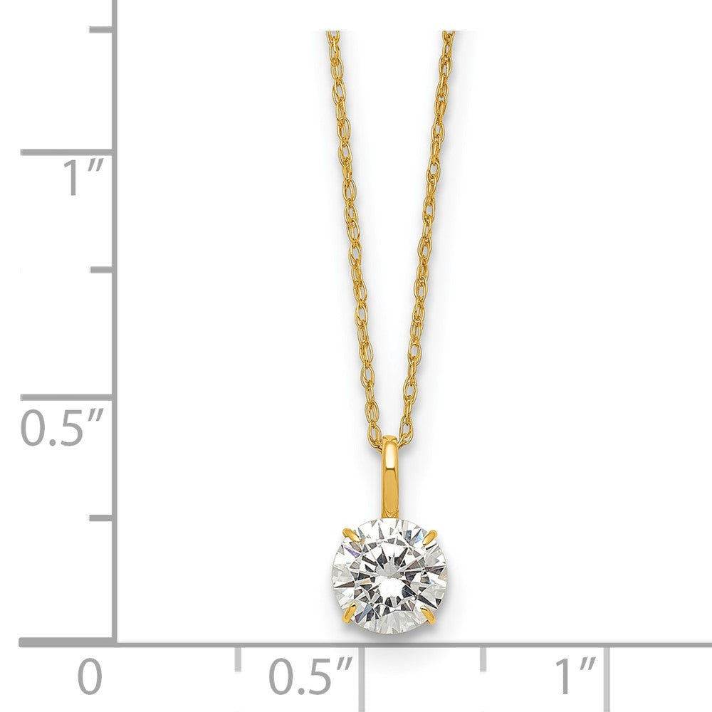 14k Polished 6mm CZ Stud 18in Necklace