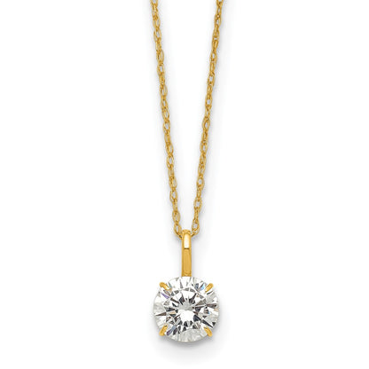 14k Polished 6mm CZ Stud 18in Necklace