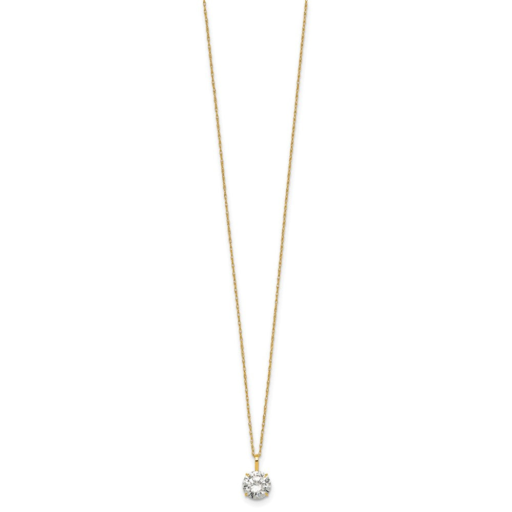 14k Polished 7mm CZ Stud 18in Necklace