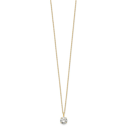 14k Polished 7mm CZ Stud 18in Necklace