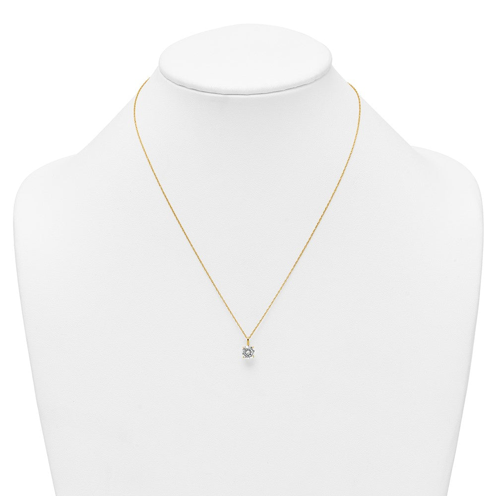 14k Polished 7mm CZ Stud 18in Necklace