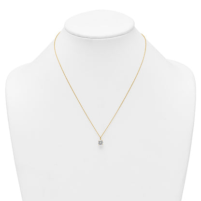 14k Polished 7mm CZ Stud 18in Necklace