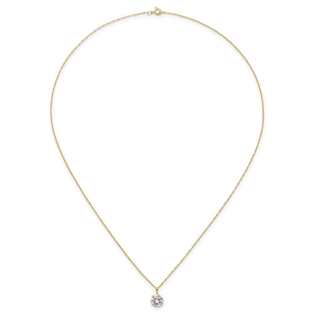 14k Polished 7mm CZ Stud 18in Necklace