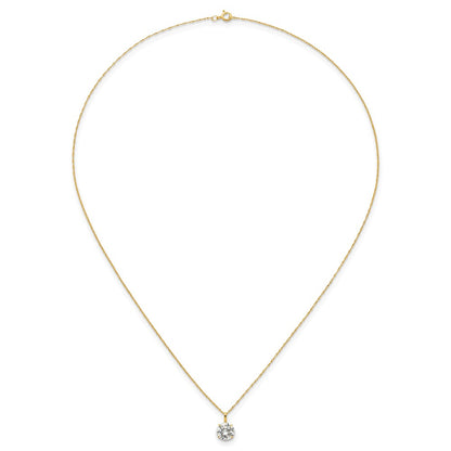 14k Polished 7mm CZ Stud 18in Necklace