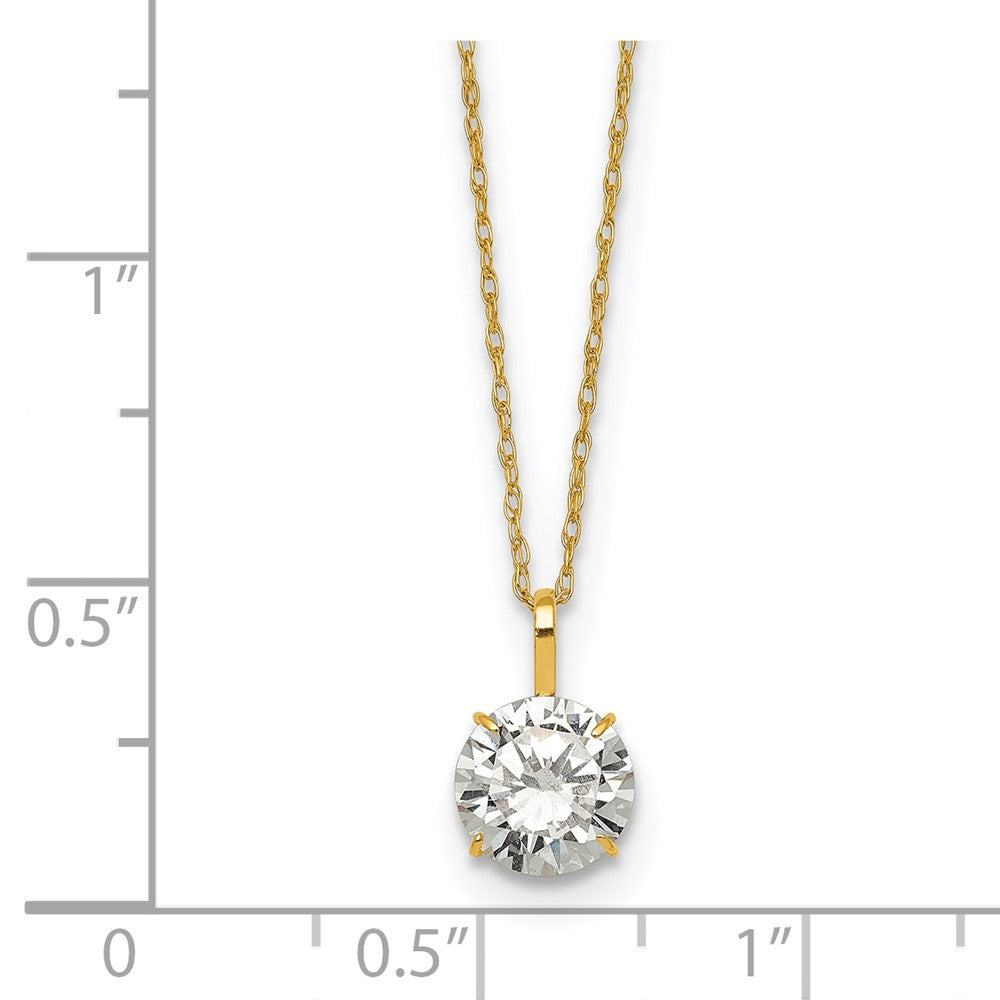 14k Polished 7mm CZ Stud 18in Necklace