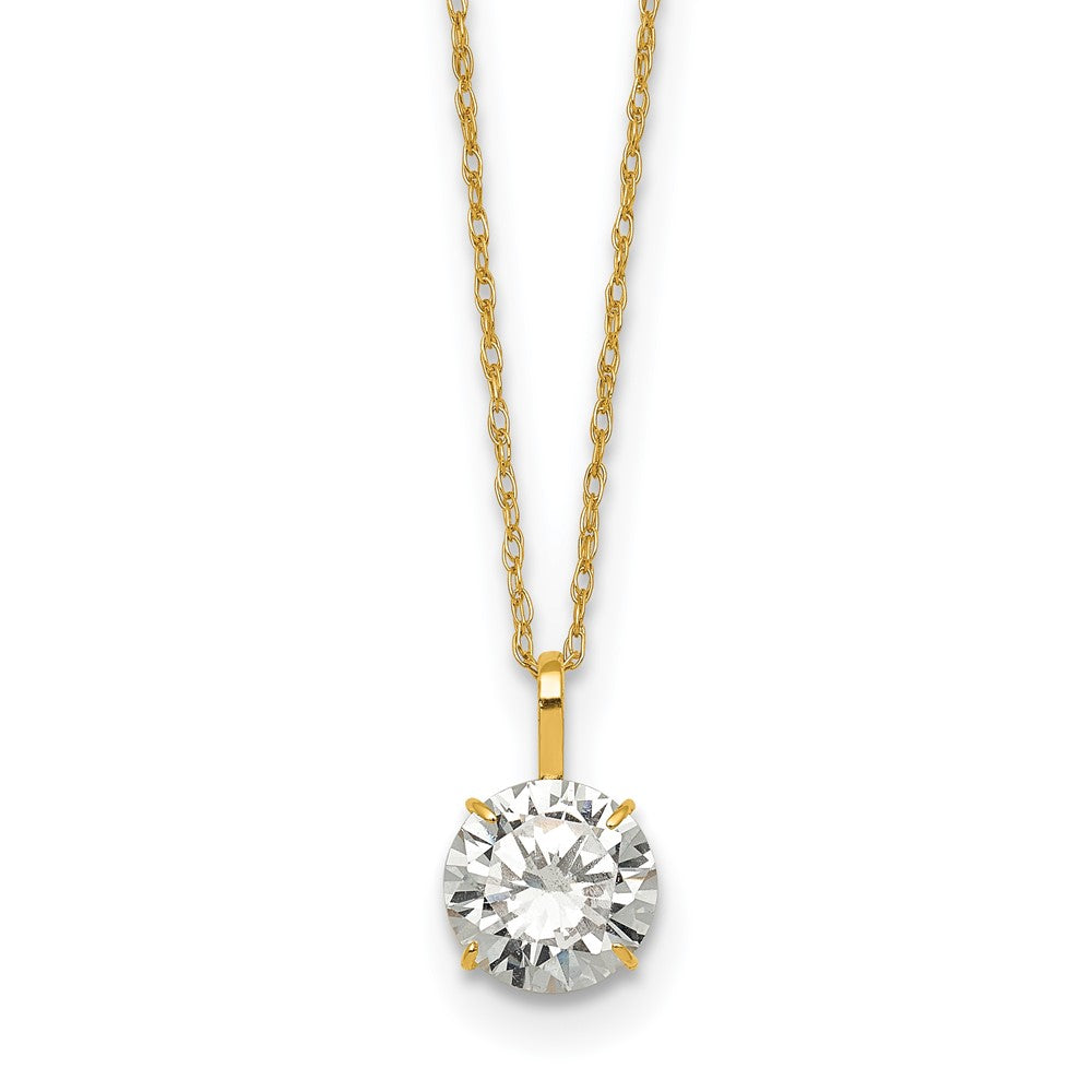 14k Polished 7mm CZ Stud 18in Necklace