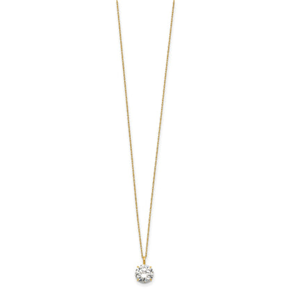 14k Polished 8.00mm Round CZ Solitaire 18 inch Necklace
