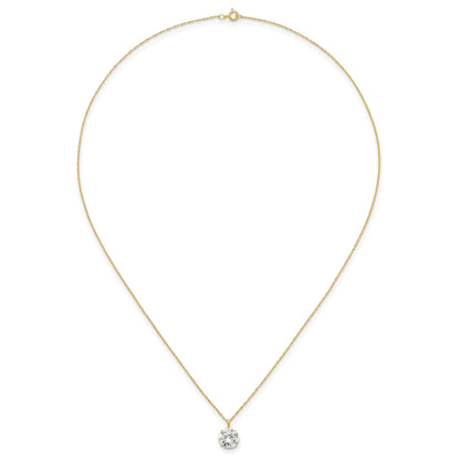 14k Polished 8.00mm Round CZ Solitaire 18 inch Necklace