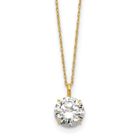 14k Polished 8mm CZ Stud 18in Necklace