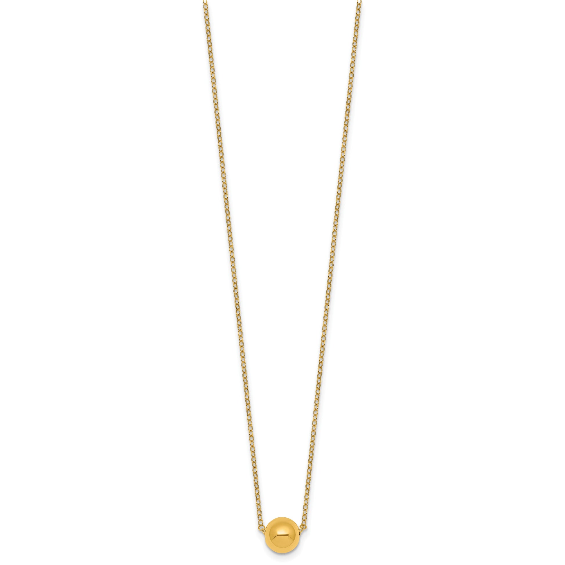 14k Polished 7.5mm Round Bead 16 inch Necklace Plus 2 inch Extender