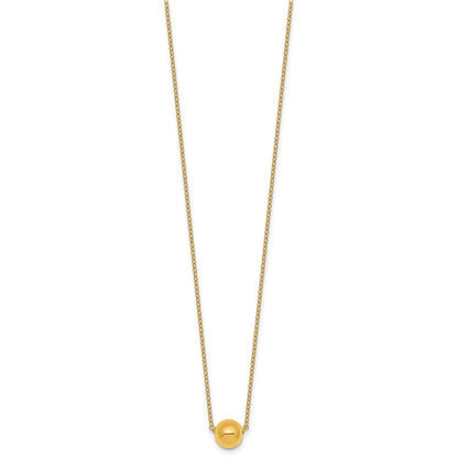 14k Polished 7.5mm Round Bead 16 inch Necklace Plus 2 inch Extender