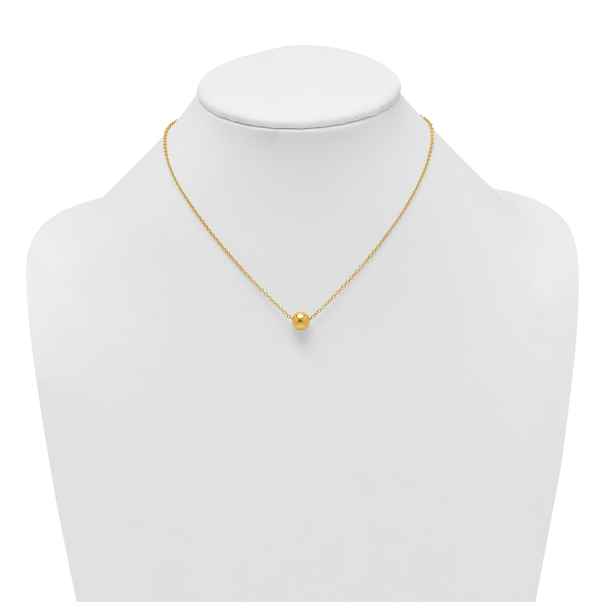 14k Polished 7.5mm Round Bead 16 inch Necklace Plus 2 inch Extender