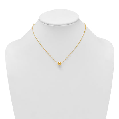 14k Polished 7.5mm Round Bead 16 inch Necklace Plus 2 inch Extender