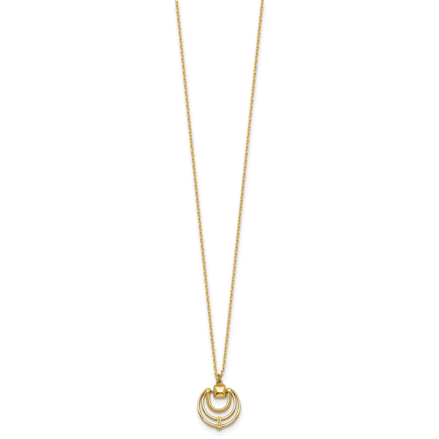 14k Polished and Textured Fancy Circles 17 inch Necklace